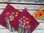 Pot Holders with grass and flowers, red