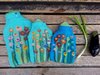 Hot Water Bottle with grass and flowers, turquoise