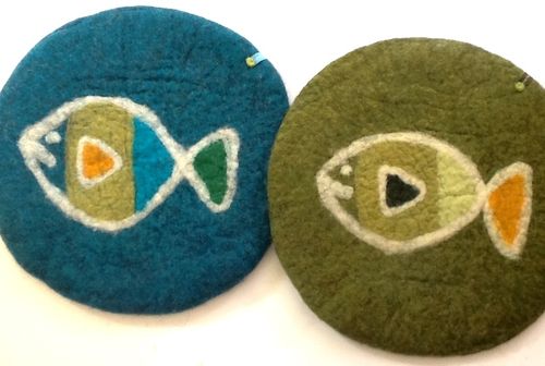 Seat Cushion with Coloured Fish
